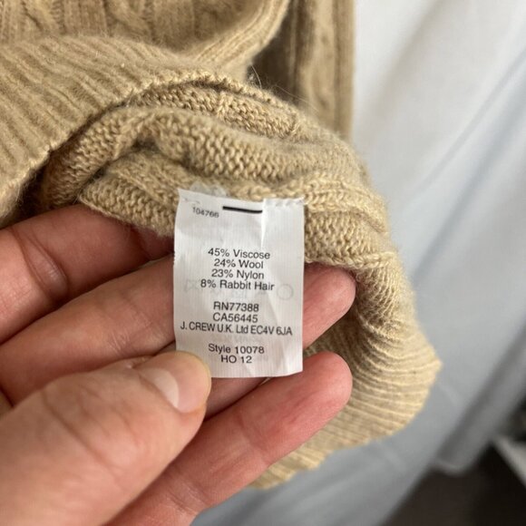 J. Crew Camel-Colour Wool-Blend Cable Knit Sweater Womens Size S - Picture 4 of 8